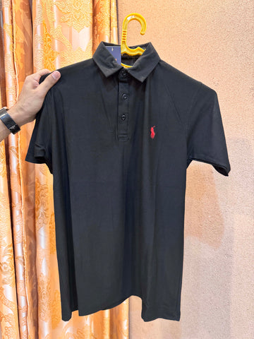 Men's Popcorn Texture  Polo Shirt Black