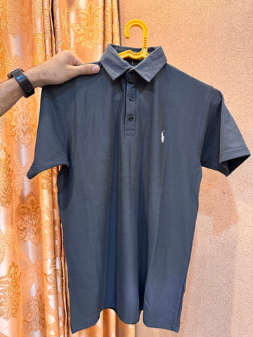 Men's Popcorn Texture  Polo Shirt Grey